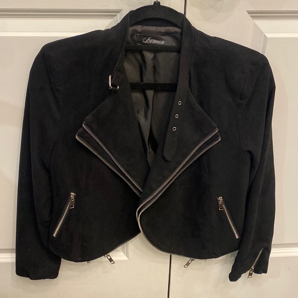 Bianca Black Suede Blazer Size Medium - Picture 1 of 8